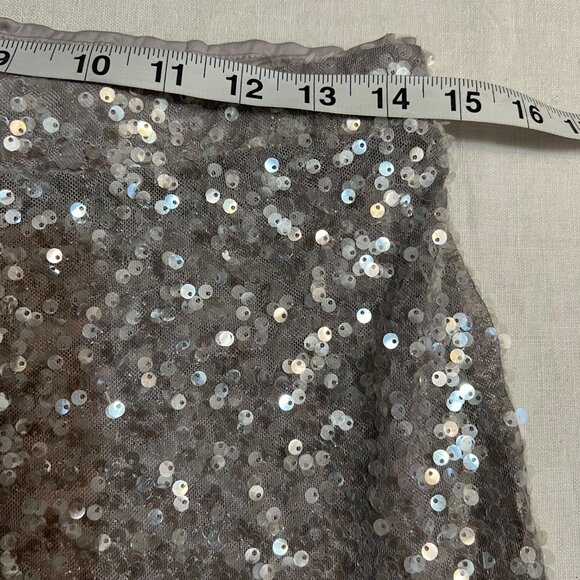 Avec Les Filles Silver Sequin Flare Pants M High Waist Party Glam Stretch Lined - Picture 6 of 9